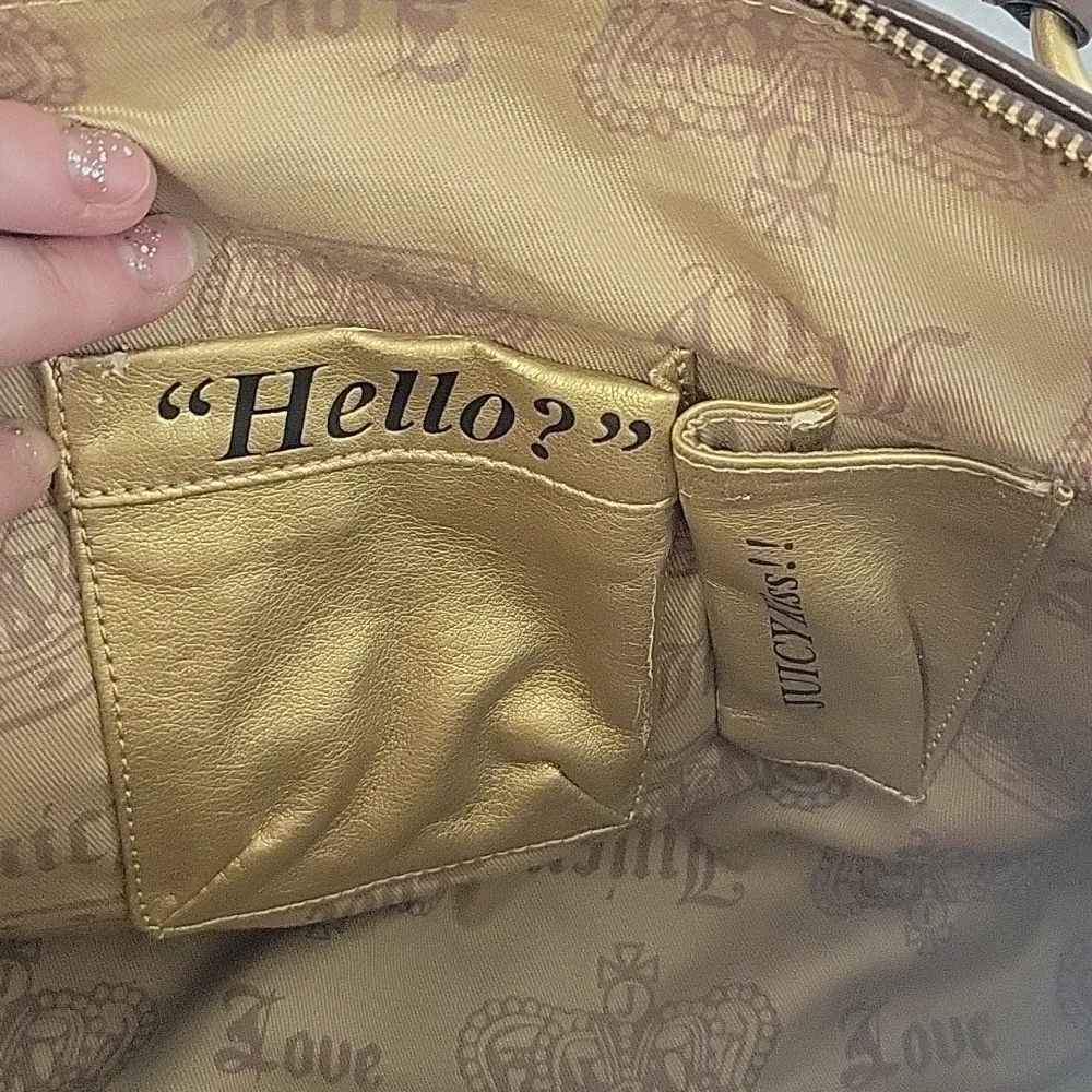 Y2k Vintage Juicy Couture Brown Terry Cloth Speedy Style Zip Around Purse Bag